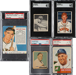 1948 to 1955 Topps, Bowman, and Red Man Tobacco PSA- and SGC-Graded Collection (5)