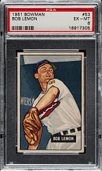 1951 Bowman #53 Bob Lemon PSA EX-MT 6