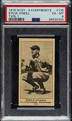 1916 M101-4 Everybody's Clothing Store (Type 1) #135 Steve O'Neill PSA EX-MT 6
