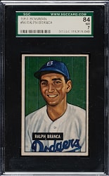 1951 Bowman #56 Ralph Branca SGC NM 84