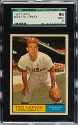 1961 Topps #234 Ted Lepcio SGC MINT 96