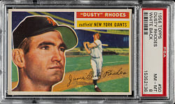 1956 Topps #50 Dusty Rhodes White Back PSA NM-MT 8