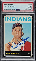 Signed 1964 Topps #478 Dick Howser PSA VG 3 with NM-MT 8 Signature