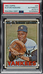 Signed 1967 Topps #25 Elston Howard PSA/DNA MINT 9
