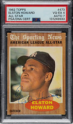 Signed 1962 Topps #473 Elston Howard All-Star PSA VG-EX 4 with NM 7 Signature