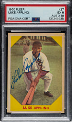 Signed 1960 Fleer All-Time Greats #27 Luke Appling PSA EX 5 with GEM MINT 10 Signature