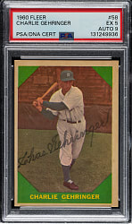 Signed 1960 Fleer All-Time Greats #58 Charlie Gehringer PSA EX 5 with MINT 9 Signature