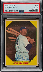 Signed 1960 Fleer All-Time Greats #38 Johnny Mize PSA EX 5 with NM-MT 8 Signature