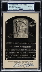 Signed 1956-1963 Artvue (Type 2) Black-and-White Hall of Fame Postcard Bob Feller PSA/DNA NM-MT 8