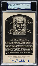 Signed 1956-1963 Artvue (Type 2) Black-and-White Hall of Fame Postcard Carl Hubbell PSA/DNA MINT 9
