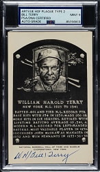 Signed 1956-1963 Artvue (Type 2) Black-and-White Hall of Fame Postcard Bill Terry PSA/DNA MINT 9