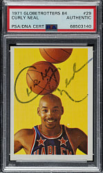 Signed 1971 Fleer "Harlem Globetrotters" Basketball #29 Curly Neal - PSA/DNA