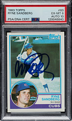 Signed 1983 Topps #83 Ryne Sandberg Rookie PSA EX-MT 6 with GEM MINT 10 Signature