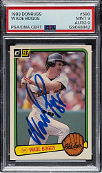 Signed 1983 Donruss #586 Wade Boggs Rookie PSA MINT 9 with MINT 9 Signature