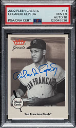 Signed 2002 Fleer Greats #11 Orlando Cepeda PSA MINT 9 with GEM MINT 10 Signature