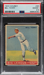 1933 R319 Goudey #20 Bill Terry PSA GOOD+ 2.5