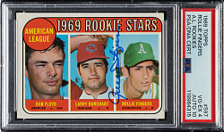 Signed 1969 Topps #597 Rollie Fingers Rookie PSA VG-EX 4 with GEM MINT 10 Signature