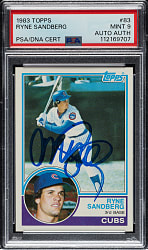 Signed 1983 Topps #83 Ryne Sandberg Rookie PSA MINT 9