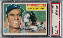 1956 Topps #177 Hank Bauer Gray Back PSA EX-MT 6
