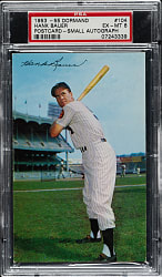 1953-1955 Dormand Postcard Hank Bauer Small Autograph PSA EX-MT 6