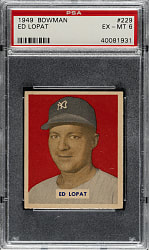 1949 Bowman #229 Ed Lopat Rookie PSA EX-MT 6