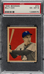 1949 Bowman #73 Billy Cox PSA EX-MT 6