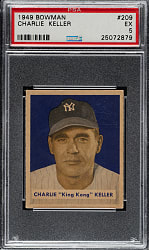 1949 Bowman #209 Charlie Keller PSA EX 5