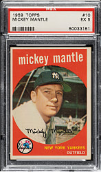 1959 Topps #10 Mickey Mantle PSA EX 5
