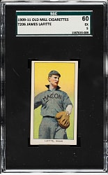 1909-1911 T206 White Border James Lafitte Southern Leaguer SGC EX 60 - Old Mill Back