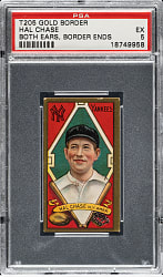 1911 T205 Gold Border Hal Chase Both Ears Visible, Border Ends PSA EX 5
