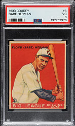 1933 R319 Goudey #5 Babe Herman PSA VG 3