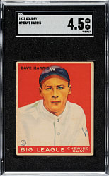 1933 R319 Goudey #9 Dave Harris SGC VG/EX+ 4.5