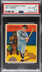 1934-1936 R327 Diamond Stars #8 Joe Vosmik (1936 Blue Back) PSA EX-MT+ 6.5
