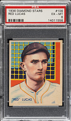 1934-1936 R327 Diamond Stars #106 Red Lucas High Number PSA EX-MT 6