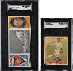 1912 and 1933 T202 Hassan Triple Folder and Goudey SGC Authentic Pair: Pie Traynor and Clark Griffith/McBride