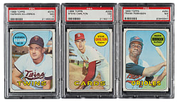 1969 Topps Hall of Fame PSA NM 7 Trio: Frank Robinson, Steve Carlton, and Harmon Killebrew