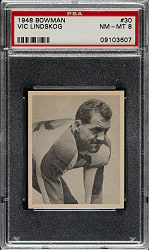 1948 Bowman Football #30 Vic Lindskog PSA NM-MT 8