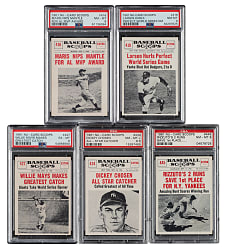 1961 Nu-Card Scoops PSA-Graded Collection (5) Including Willie Mays, Phil Rizzuto, and Bill Dickey