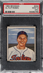 1950 Bowman #232 Al Rosen Rookie PSA MINT 9 (OC)