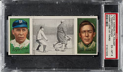 1912 T202 Hassan Triple Folder "Harry Lord at Third" Joe Tinker/Lennox PSA EX-MT 6