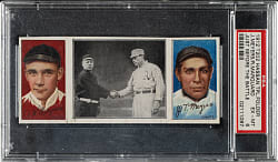 1912 T202 Hassan Triple Folder "Just Before the Battle" Rube Marquard/Meyers PSA EX-MT 6