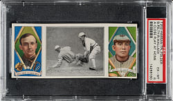 1912 T202 Hassan Triple Folder "A Close Play At Home" Bobby Wallace/Pelty PSA EX-MT 6