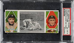 1912 T202 Hassan Triple Folder "A Desperate Slide For Third" Ty Cobb/O'Leary PSA EX-MT 6