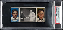 1912 T202 Hassan Triple Folder "Just Before The Battle" Christy Mathewson/Meyers PSA EX-MT 6