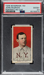 1909-1911 T206 White Border John McGraw Portrait No Cap PSA GOOD+ 2.5 - Sovereign 150 Back