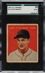 1932 R328 U.S. Caramel #13 Lloyd Waner SGC GOOD 30