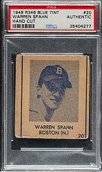 1948 R346 Blue Tint #20 Warren Spahn PSA Authentic