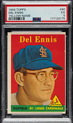 1958 Topps #60 Del Ennis Yellow Letters PSA EX 5