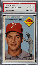 1954 Topps #212 Mickey Micelotta PSA NM-MT 8