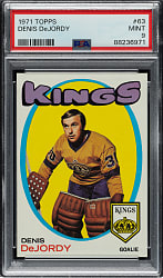 1971-1972 Topps Hockey #63 Denis DeJordy PSA MINT 9